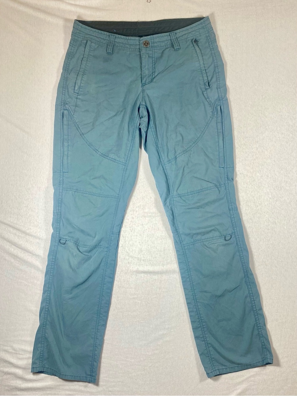 Kuhl Women's Blue Cotton Hiking Cargo Pants 6 REG Zipper Pockets Outdoor Utility
